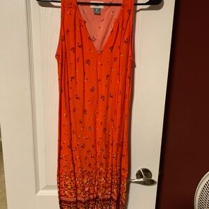 Old Navy Orange Floral Sleeveless Maxi Dress